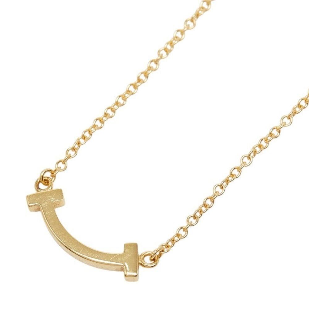 Tiffany & Co. T Smile Mini Chain Pendant Necklace 18K Yellow Gold